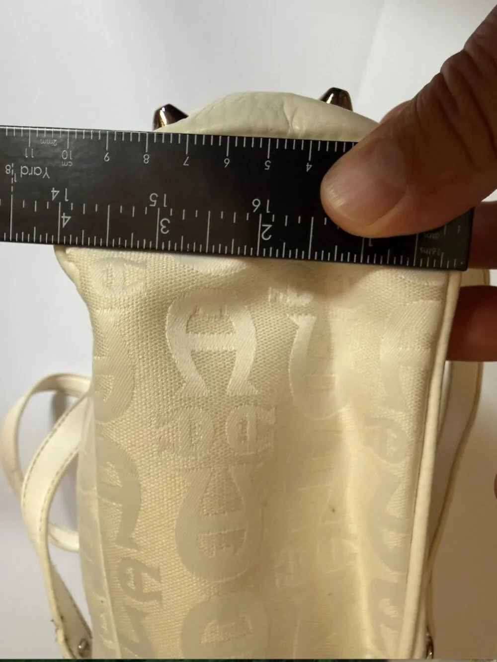 Aigner Monogram Cream Satchel
